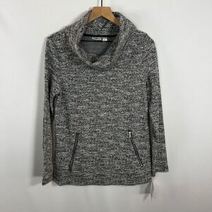 NWT Croft‎ & Barrow Sweater Women Small Salt & Pepper Knit Cowl Neck Pullover